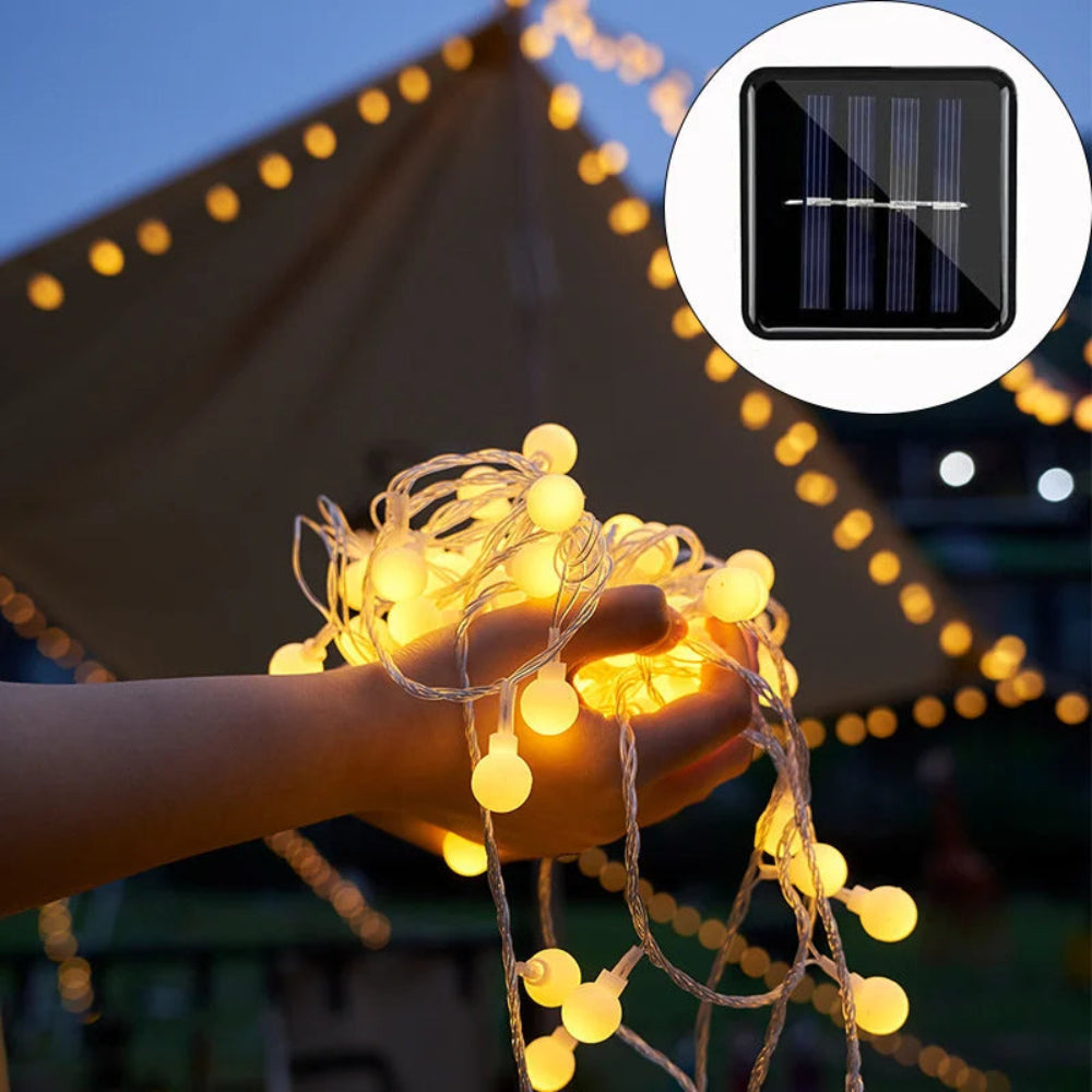 Outdoor String Lights Solar Dusk-To-Dawn Weatherproof IP65