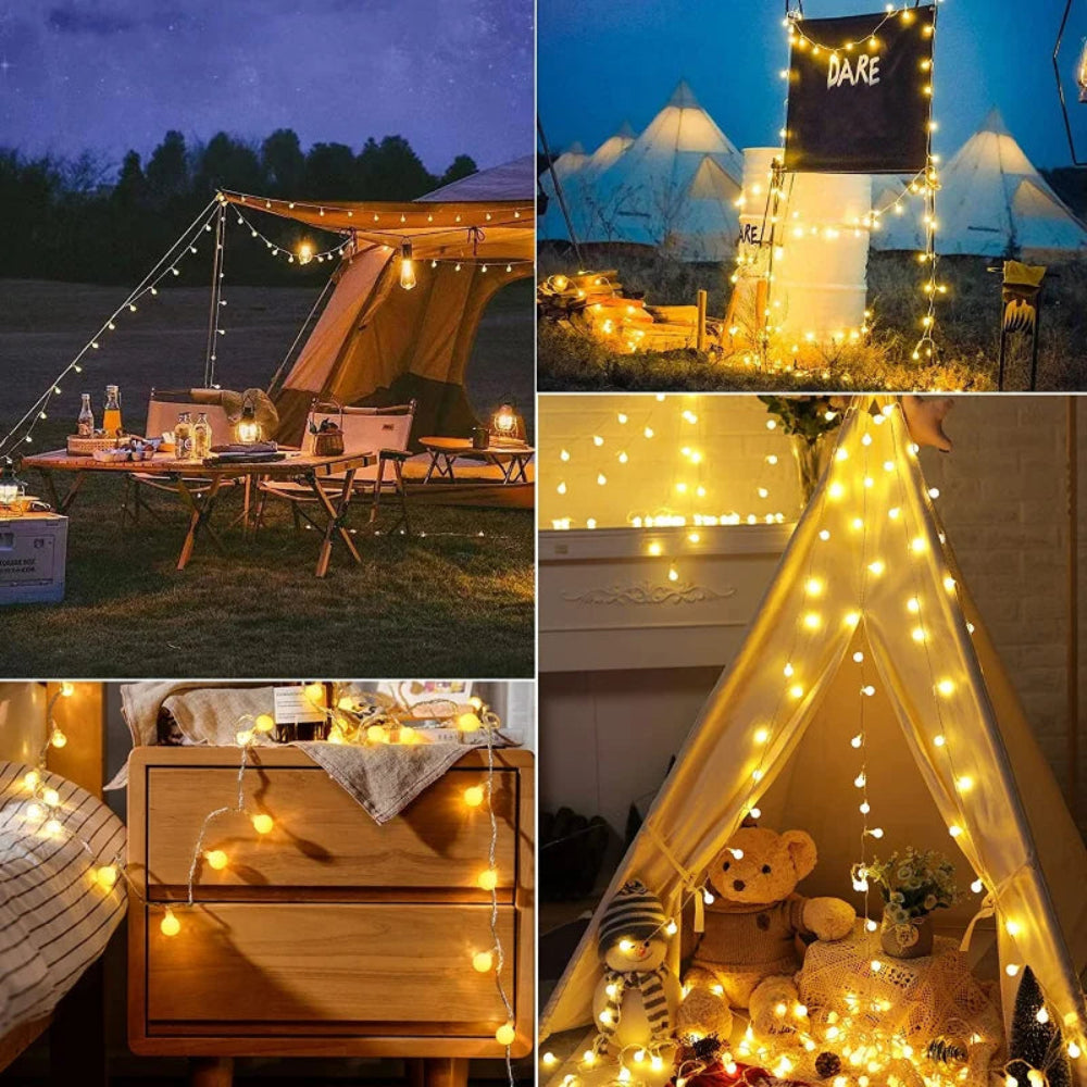 Outdoor String Lights Solar Dusk-To-Dawn Weatherproof IP65