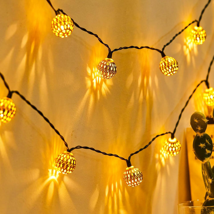 Outdoor String Lights Solar Moroccan Stainless Steel