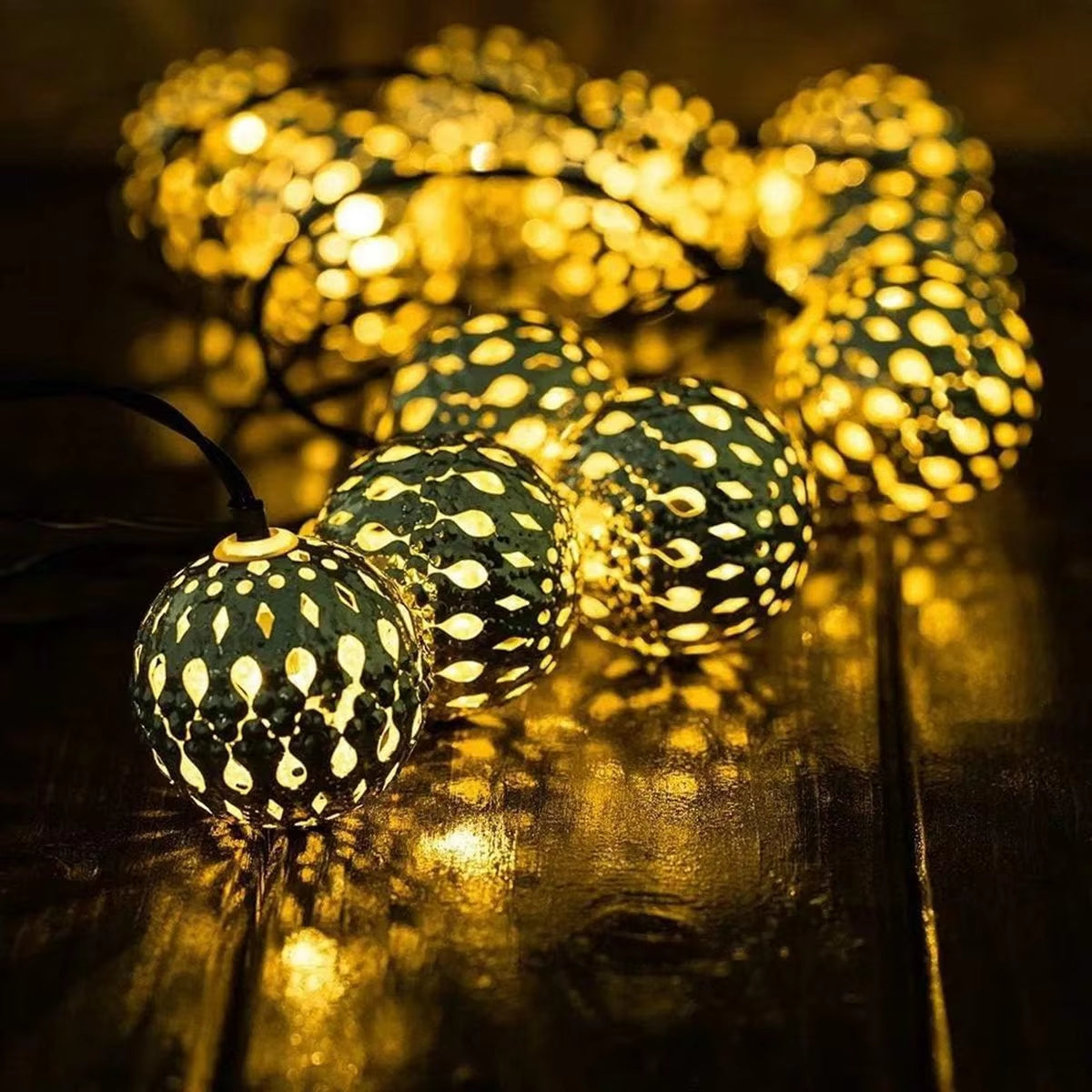 Outdoor String Lights Solar Moroccan Stainless Steel