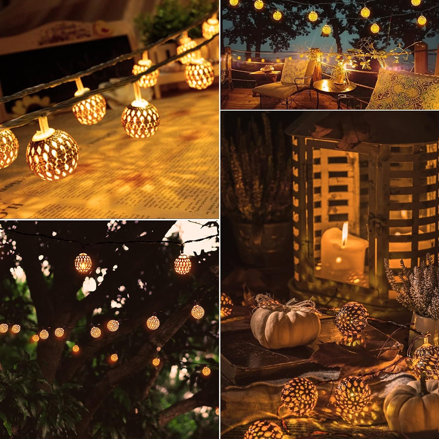 Outdoor String Lights Solar Moroccan Stainless Steel