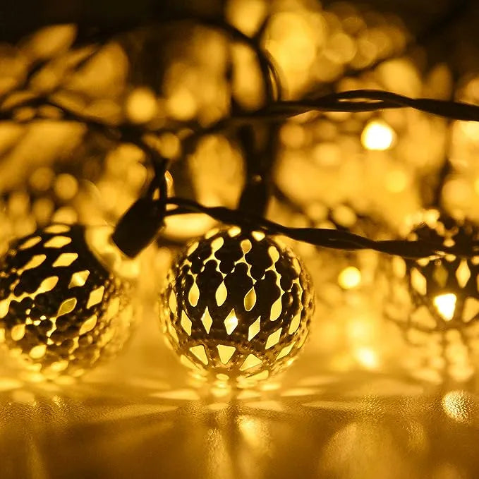 Outdoor String Lights Solar Moroccan Stainless Steel