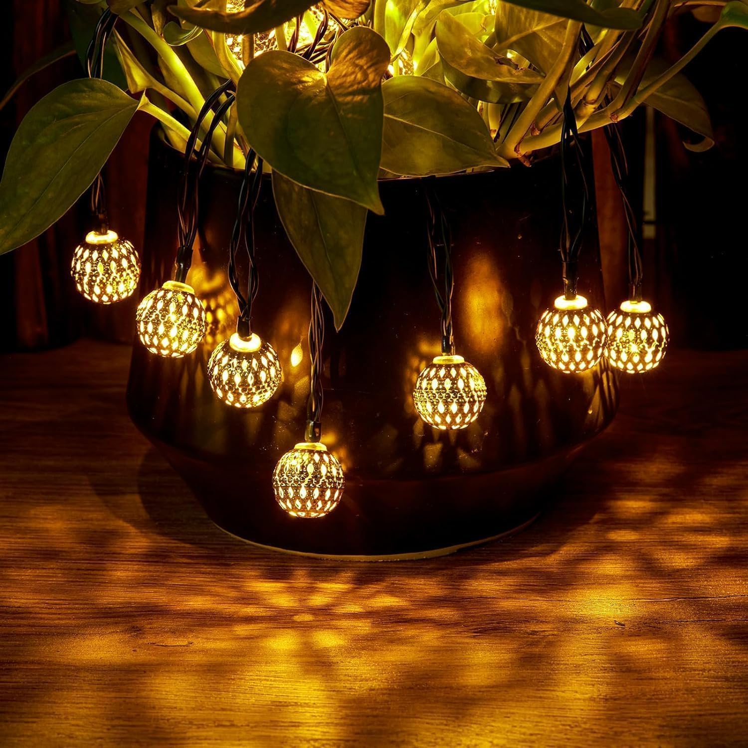 Outdoor String Lights Solar Moroccan Stainless Steel