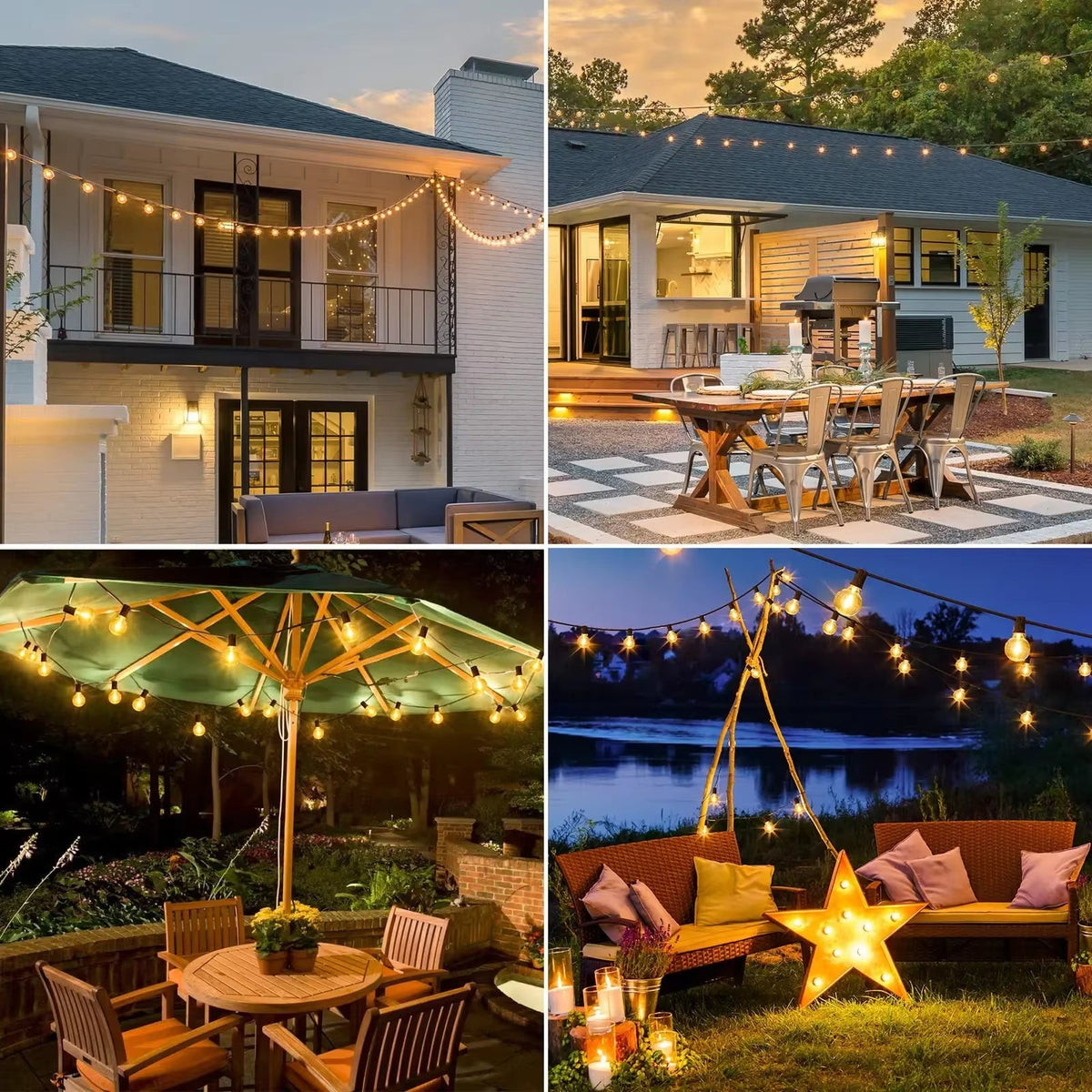 Outdoor String Lights Warm White IP65 15m