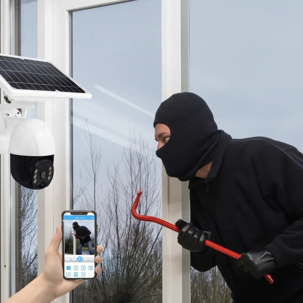 Outdoor Surveillance Camera 4K Dual Lens PTZ Solar Powered