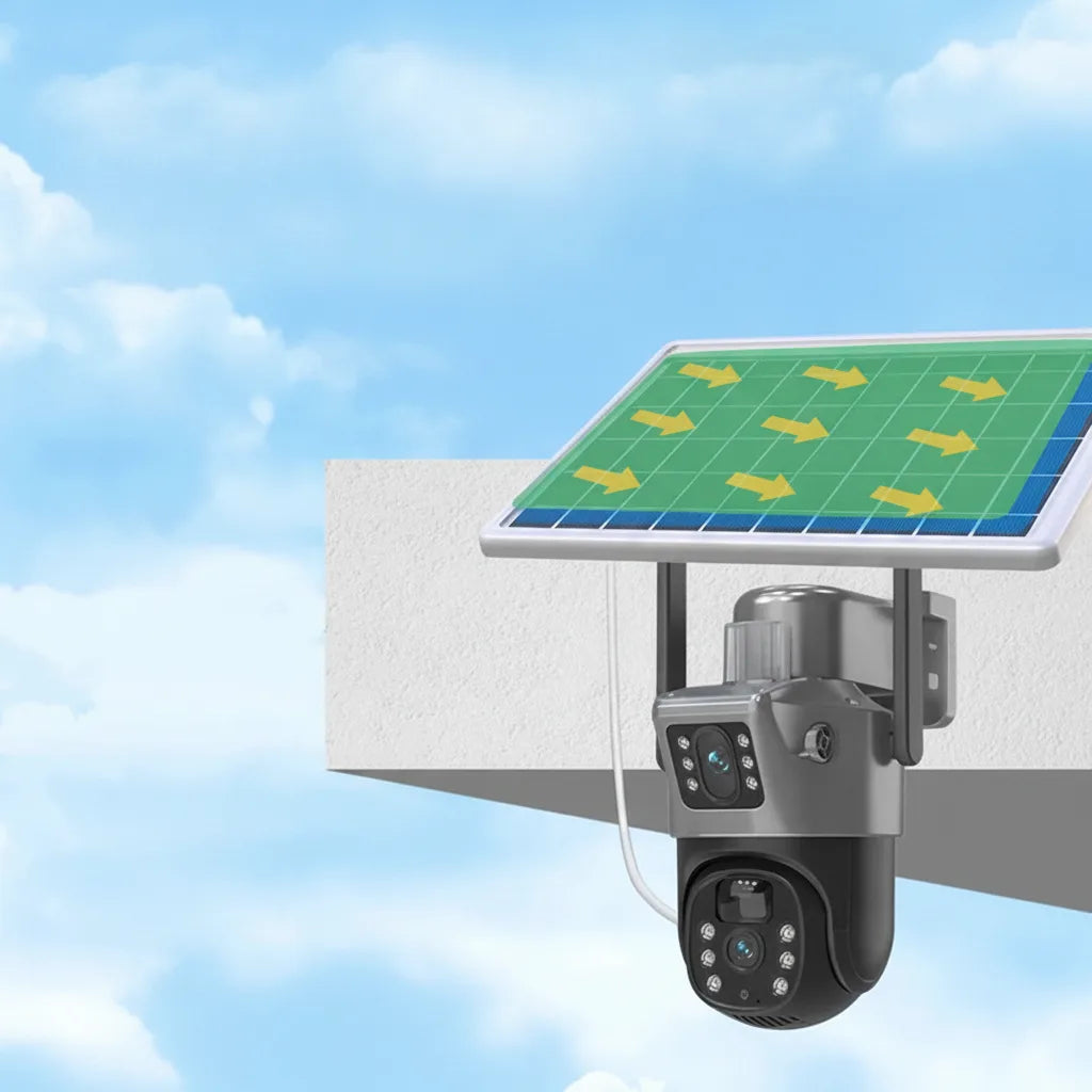 Outdoor Surveillance Camera 4K Dual Lens PTZ Solar Powered