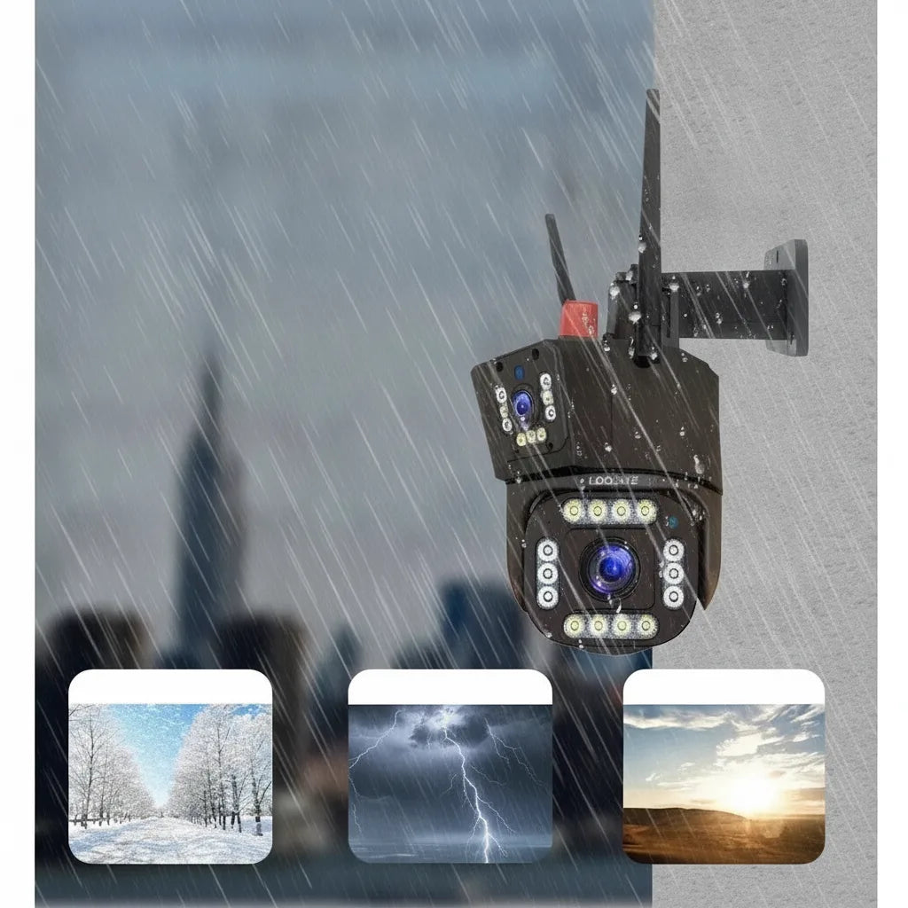 Outdoor Surveillance Camera 4K Dual Lens PTZ Solar Powered