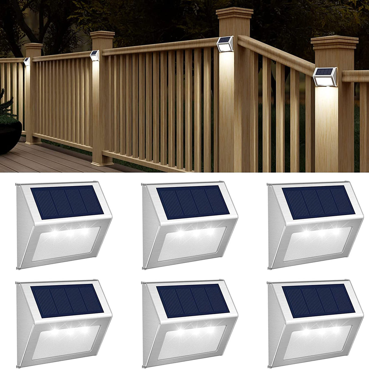 Outdoor Wall Light Solar Dusk-to-Dawn Weatherproof Stainless Steel