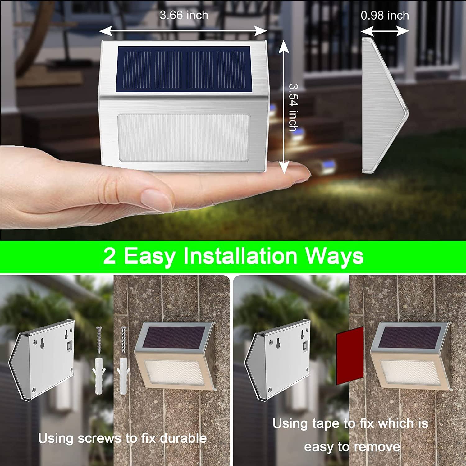 Outdoor Wall Light Solar Dusk-to-Dawn Weatherproof Stainless Steel