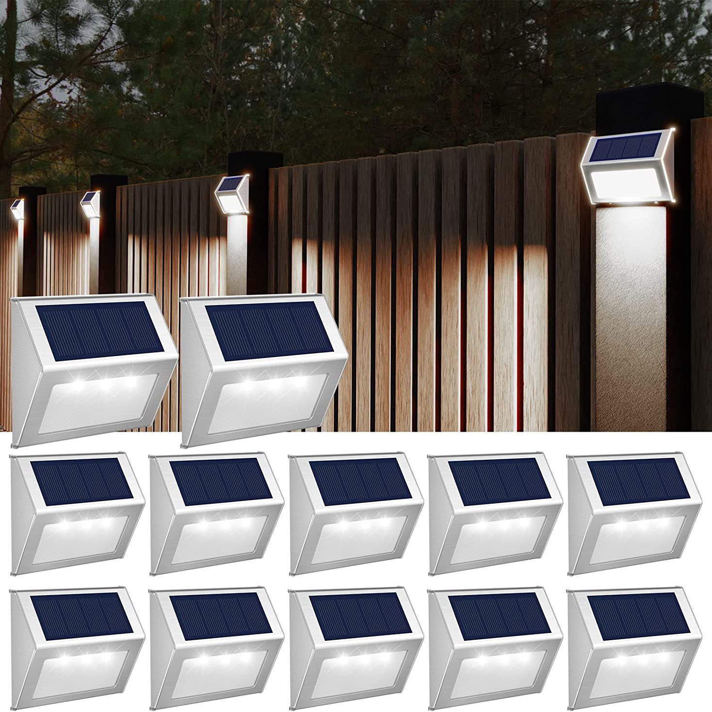 Outdoor Wall Light Solar Dusk-to-Dawn Weatherproof Stainless Steel