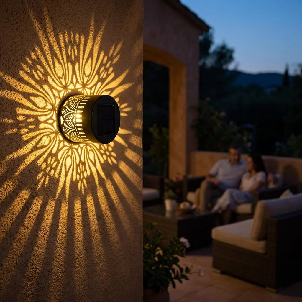 Outdoor Wall Light Solar Mandala Shadow IP65 Waterproof