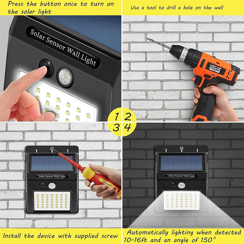 Outdoor Wall Light Solar Motion Sensor Weatherproof