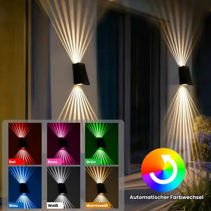 Outdoor Wall Light Solar RGB & Warm White