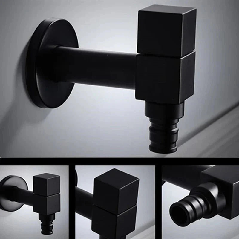 Outdoor Wall Tap Brass Matte Black Steel Lever
