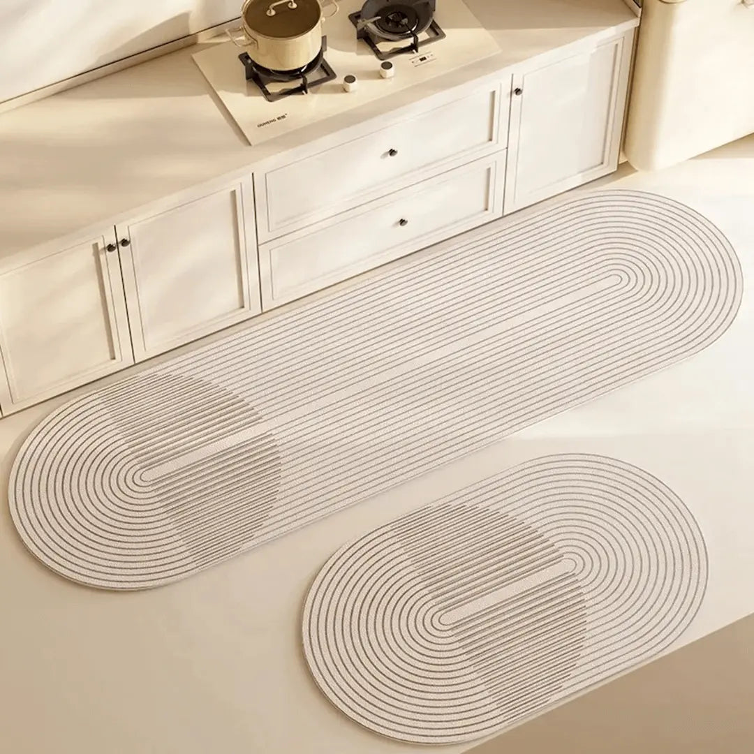 Oval Kitchen Mat Ultra-Absorbent Microfiber & Non-Slip Backing
