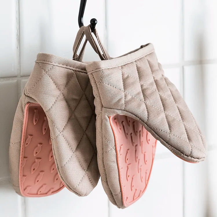 Oven Mitts Quilted Insulated Non-Slip Silicone Grip Pair