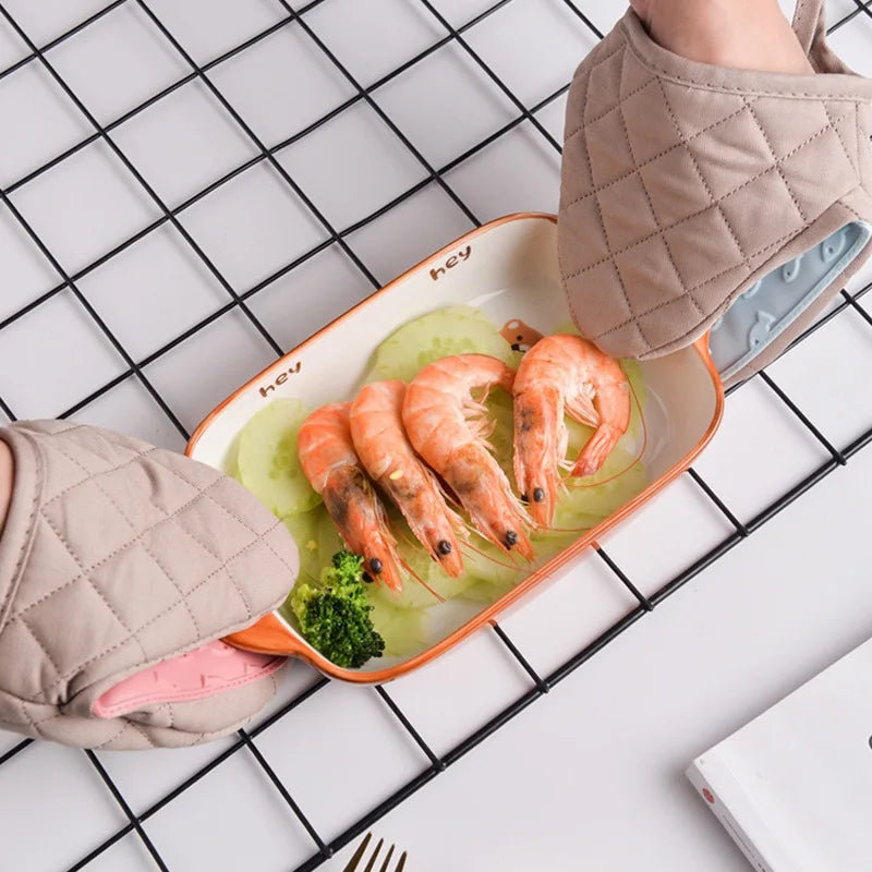 Oven Mitts Quilted Insulated Non-Slip Silicone Grip Pair