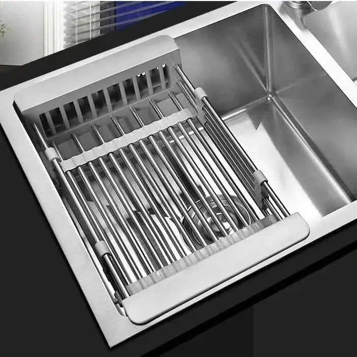 Over-Sink Draining Basket Adjustable Stainless Steel & Non-Slip Pads
