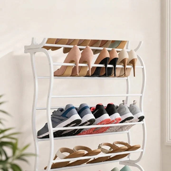 Over-the-Door Shoe Rack Angled Shelves 36-Pair Capacity