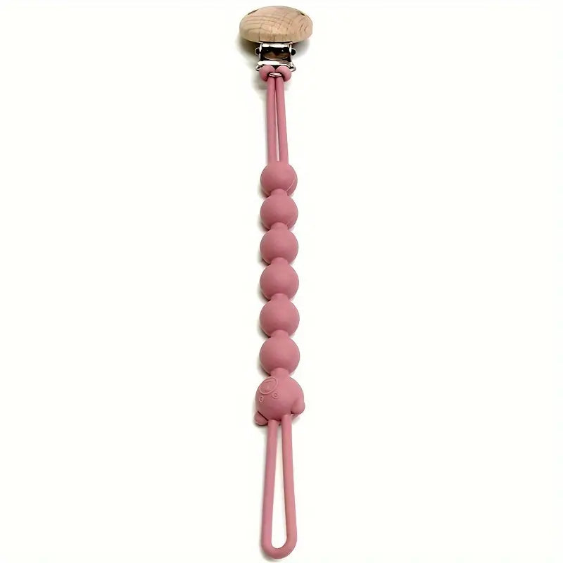 Pacifier Chain BPA-Free Silicone & Wooden Clip