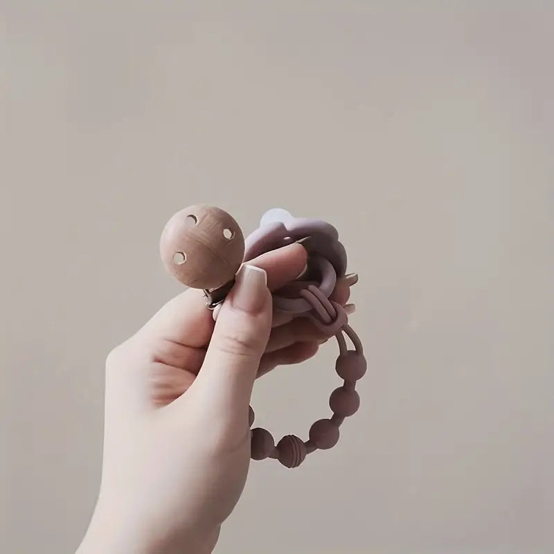 Pacifier Chain BPA-Free Silicone & Wooden Clip