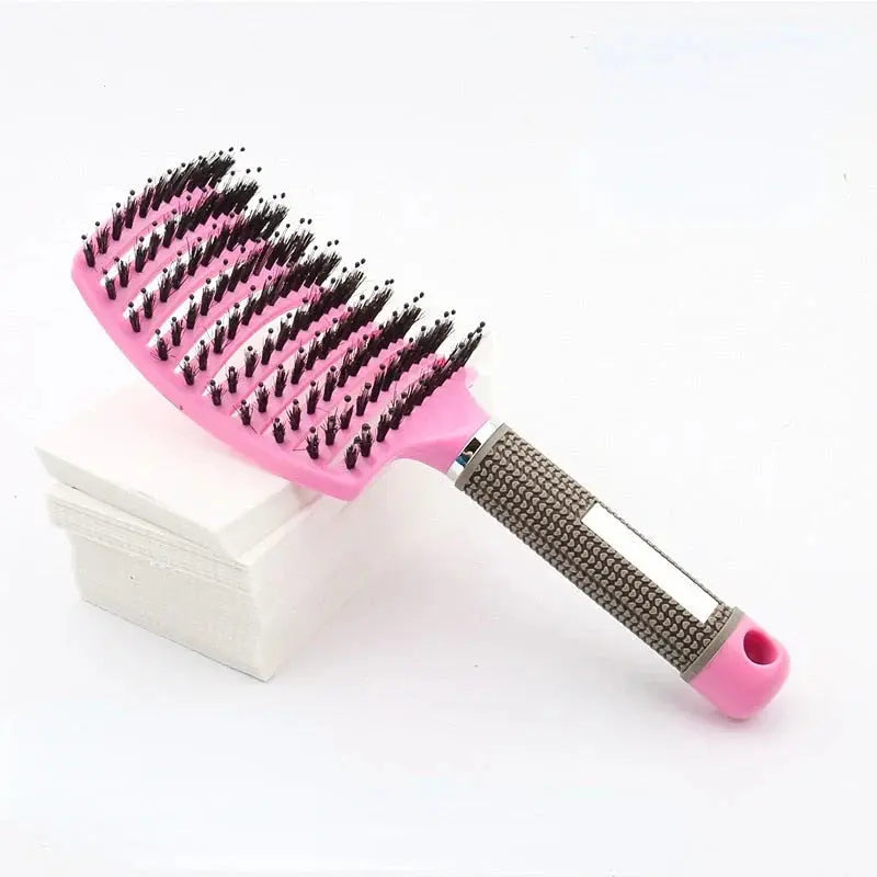 Paddle Hairbrush Curved Vent Boar & Nylon Bristles