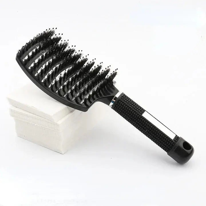 Paddle Hairbrush Curved Vent Boar & Nylon Bristles