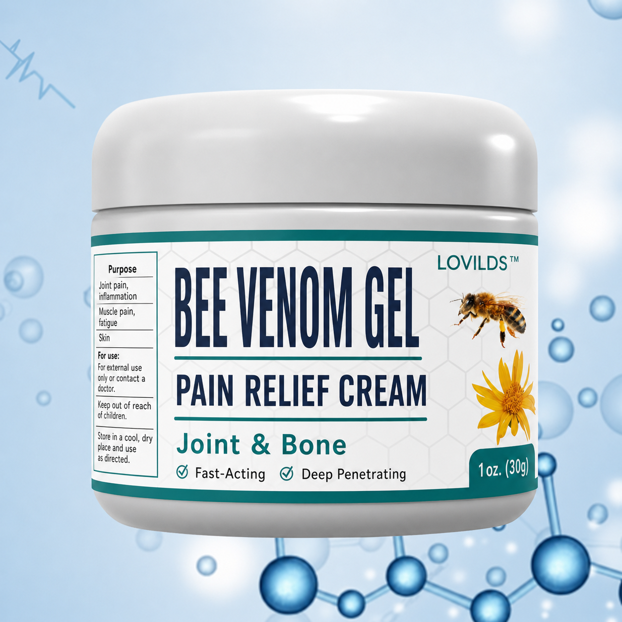 Pain Relief Cream Bee Venom Warming & Fast-Absorbing