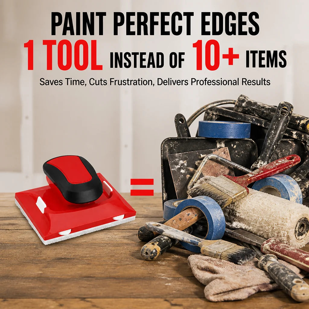 Paint Edger Tool Ergonomic Swivel Handle Washable Microfiber Pad