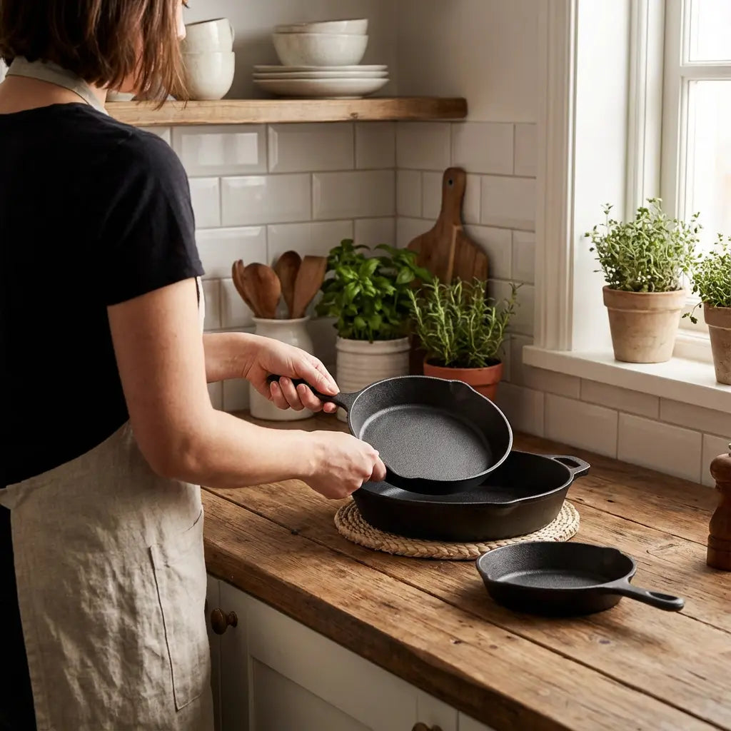 Pan Set Cast Iron Induction Oven-Safe Set of 3