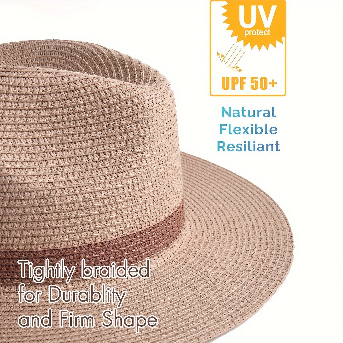 Panama Hat Wide Brim Breathable Paper Fiber UV Protection