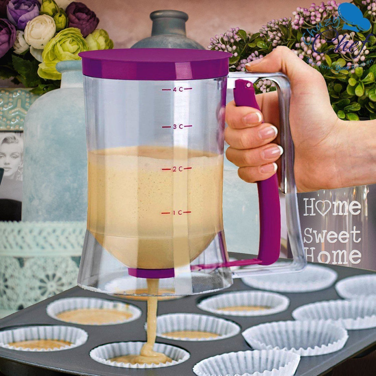 Pancake Dispenser One-Hand Pressure Handle Non-Leak Valve