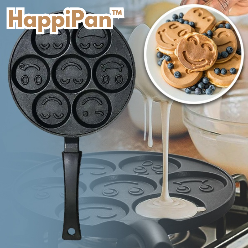 Pancake Pan 7-Cavity Smiley Molds Non-Stick Cool-Touch Handle