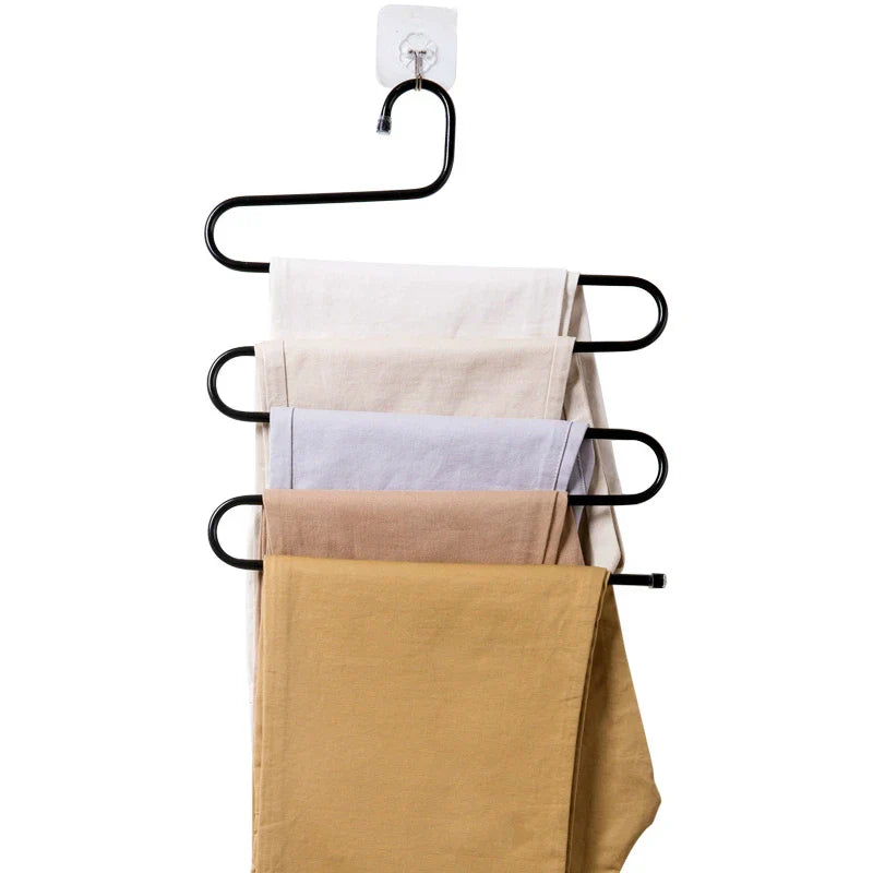 Pants Hanger S-Shaped Space-Saving Stainless Steel & Non-Slip