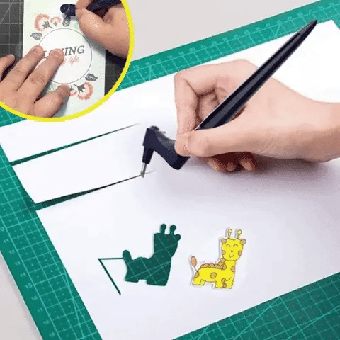 Paper Cutter Pen Ergonomic Grip 360° Stainless Steel Blade