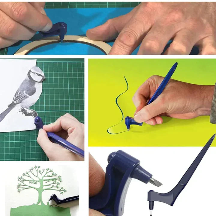 Paper Cutter Pen Ergonomic Grip 360° Stainless Steel Blade