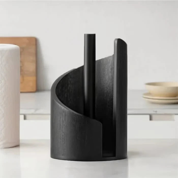 Paper Towel Holder Solid Wood Metal Rod Non-Slip Base