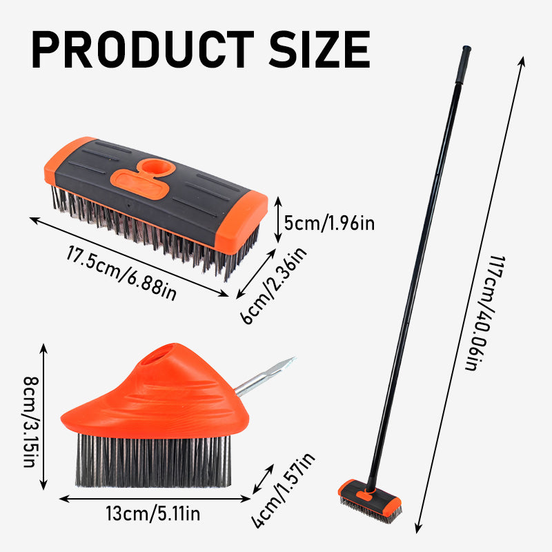 Paving Joint Brush 3-in-1 Interchangeable Heads Steel Bristles