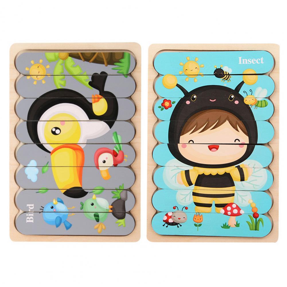 Peg Puzzle Wooden Double-Sided Compact