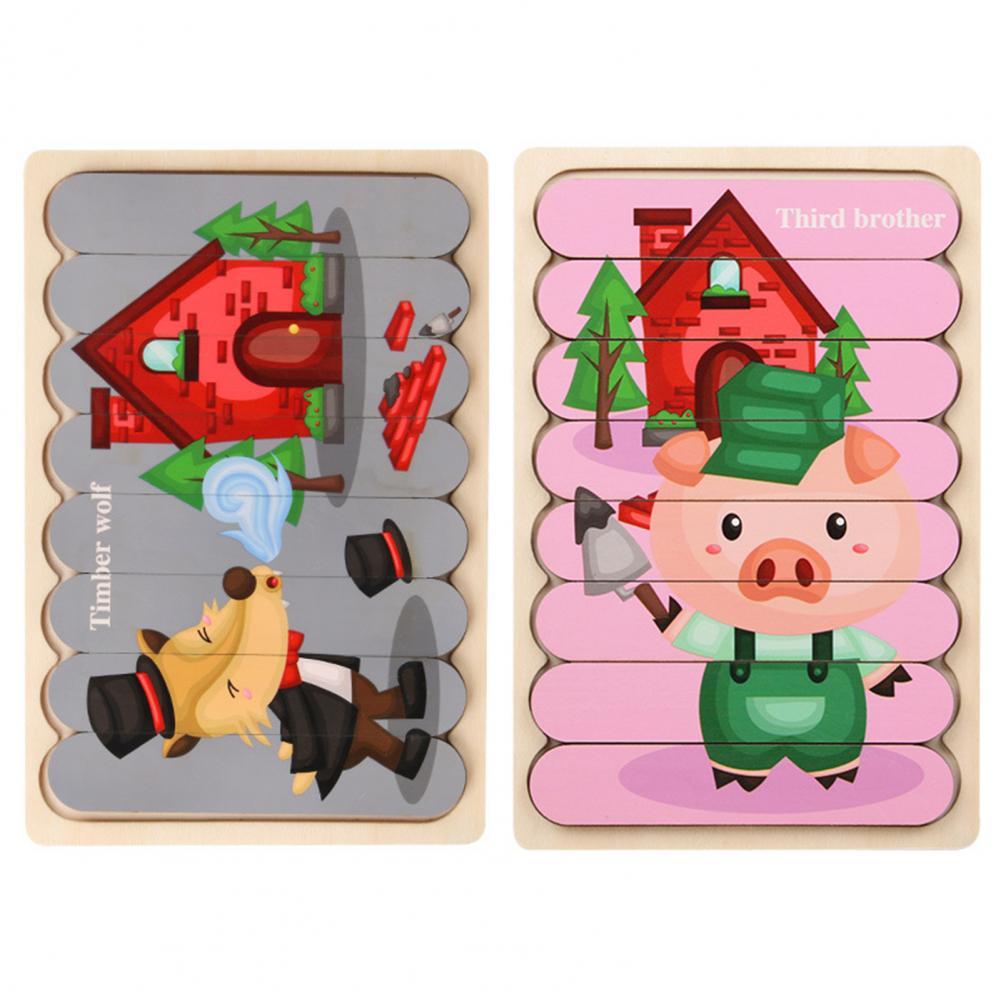 Peg Puzzle Wooden Double-Sided Compact