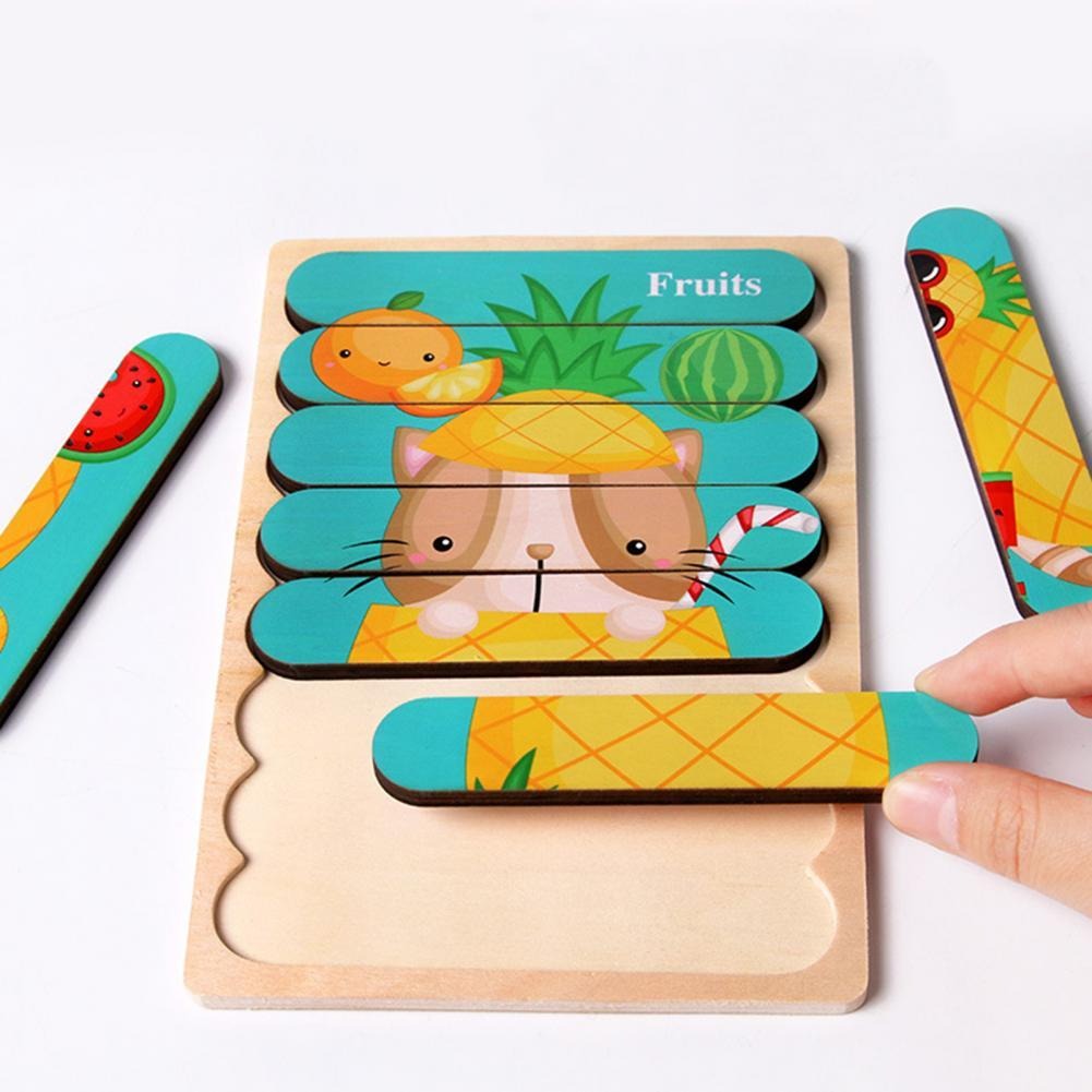 Peg Puzzle Wooden Double-Sided Compact