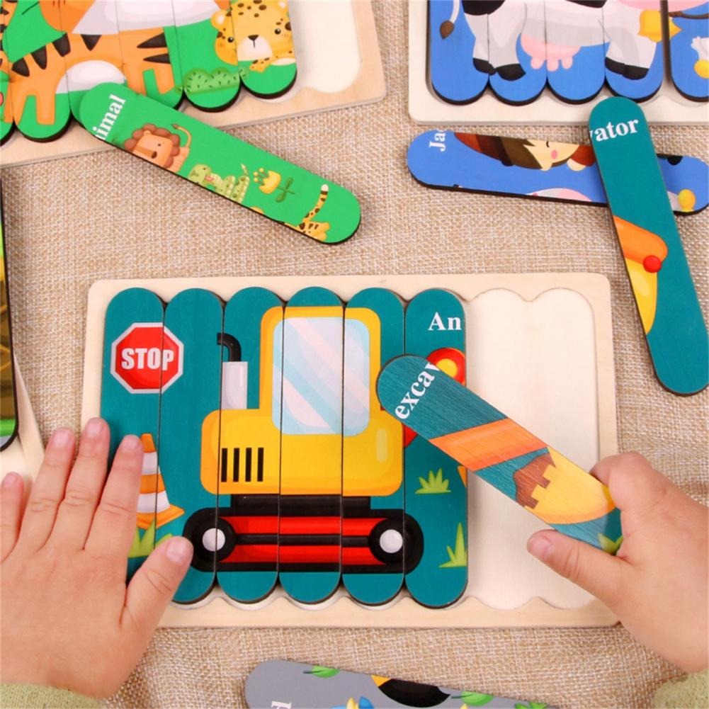 Peg Puzzle Wooden Double-Sided Compact