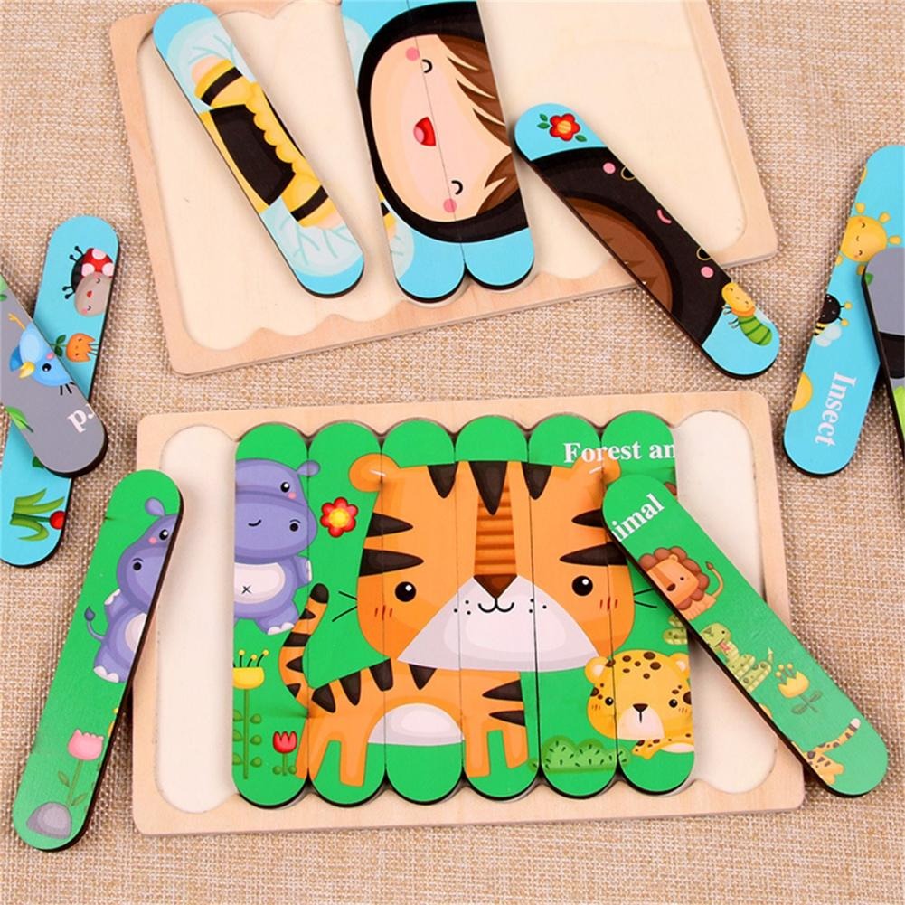 Peg Puzzle Wooden Double-Sided Compact