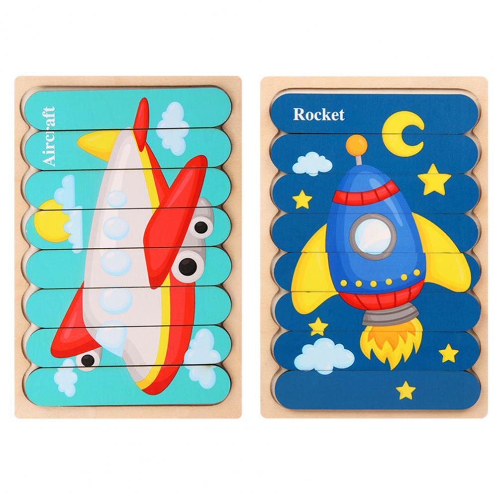 Peg Puzzle Wooden Double-Sided Compact