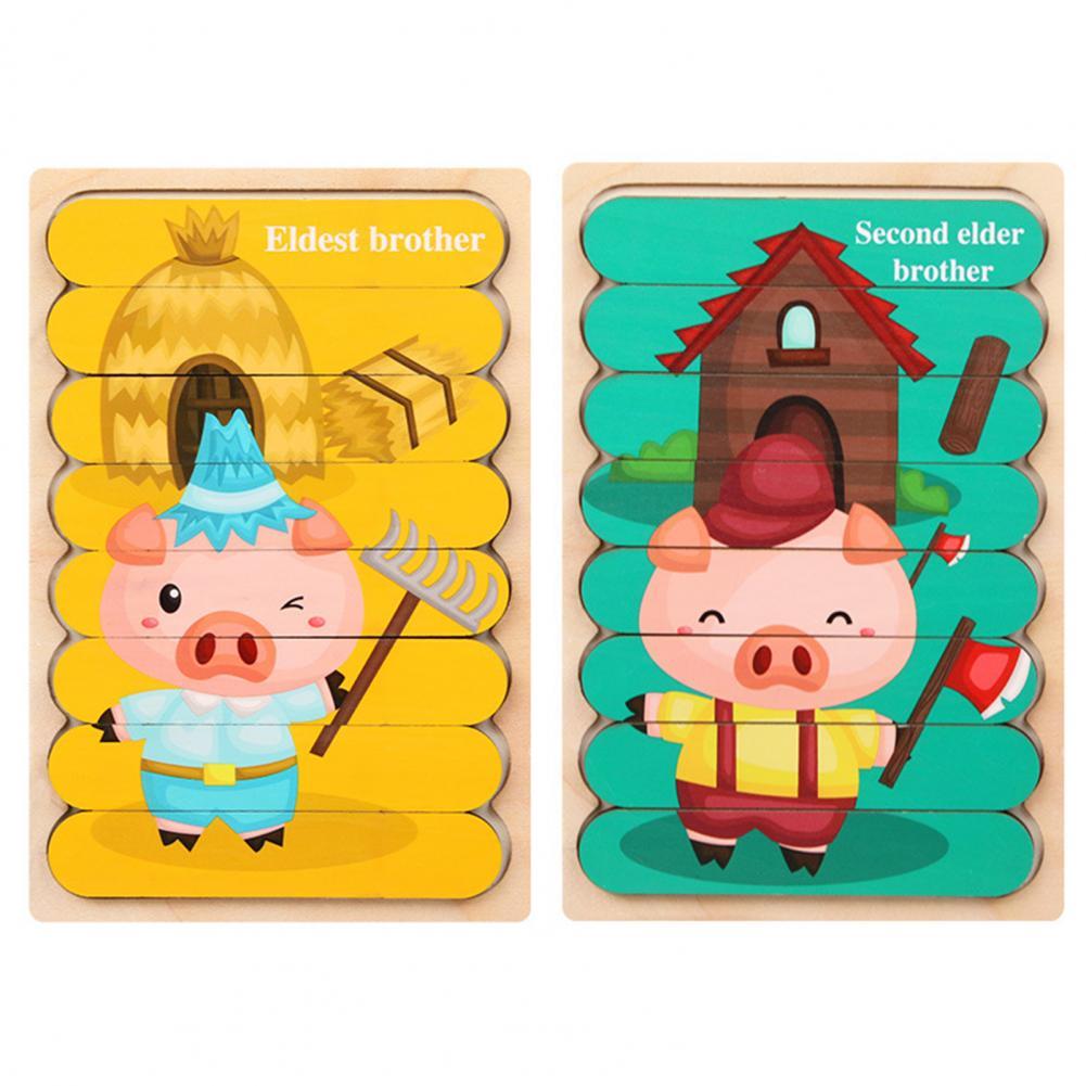 Peg Puzzle Wooden Double-Sided Compact