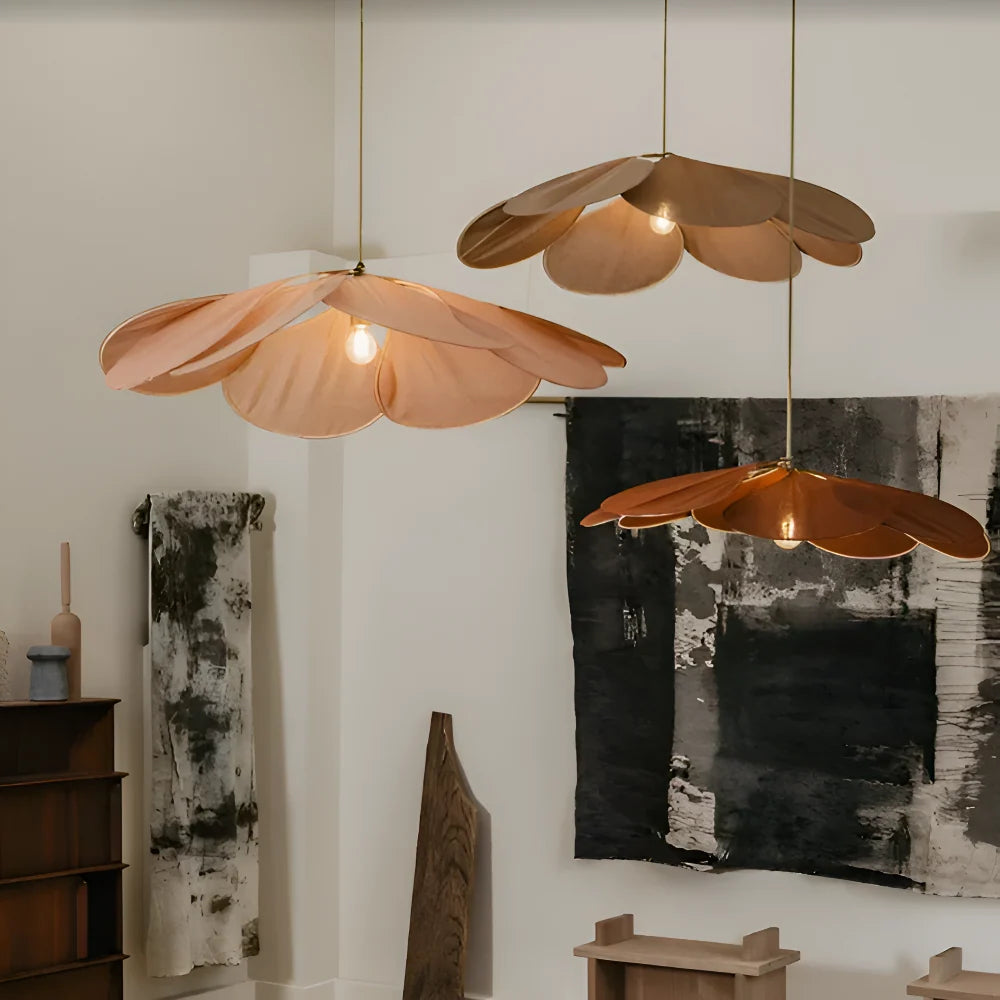 Pendant Lamp Flower-Shaped Fabric Shade Adjustable Cable