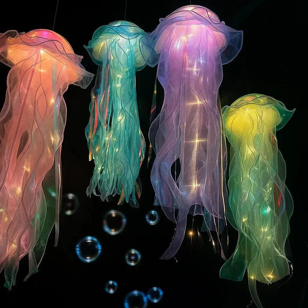 Pendant Lamp Jellyfish Multicolored LED Battery-Powered