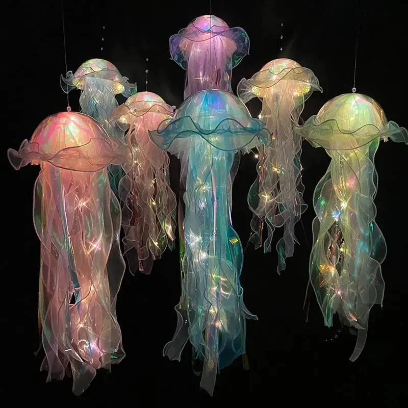 Pendant Lamp Jellyfish Multicolored LED Battery-Powered