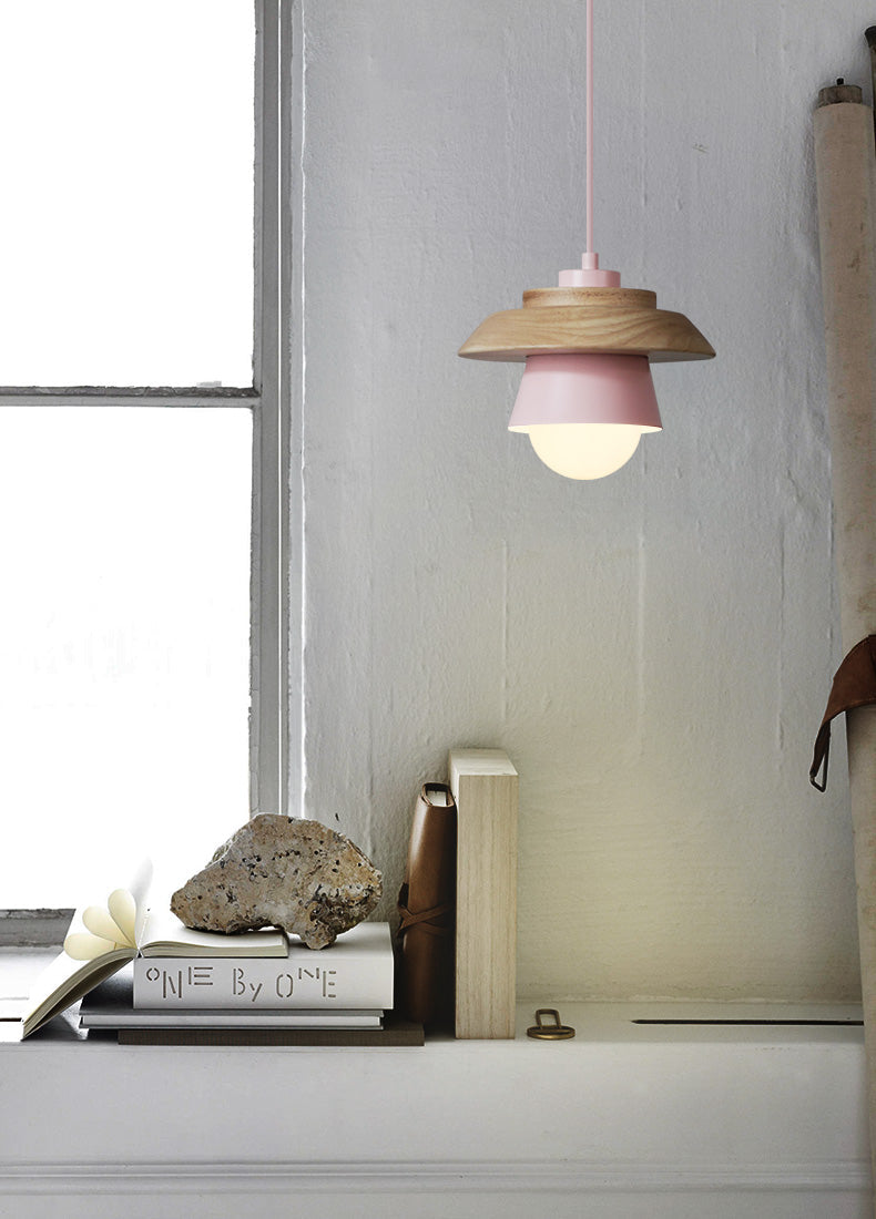 Pendant Lamp Scandinavian Aluminum & Wood Height-Adjustable Cable