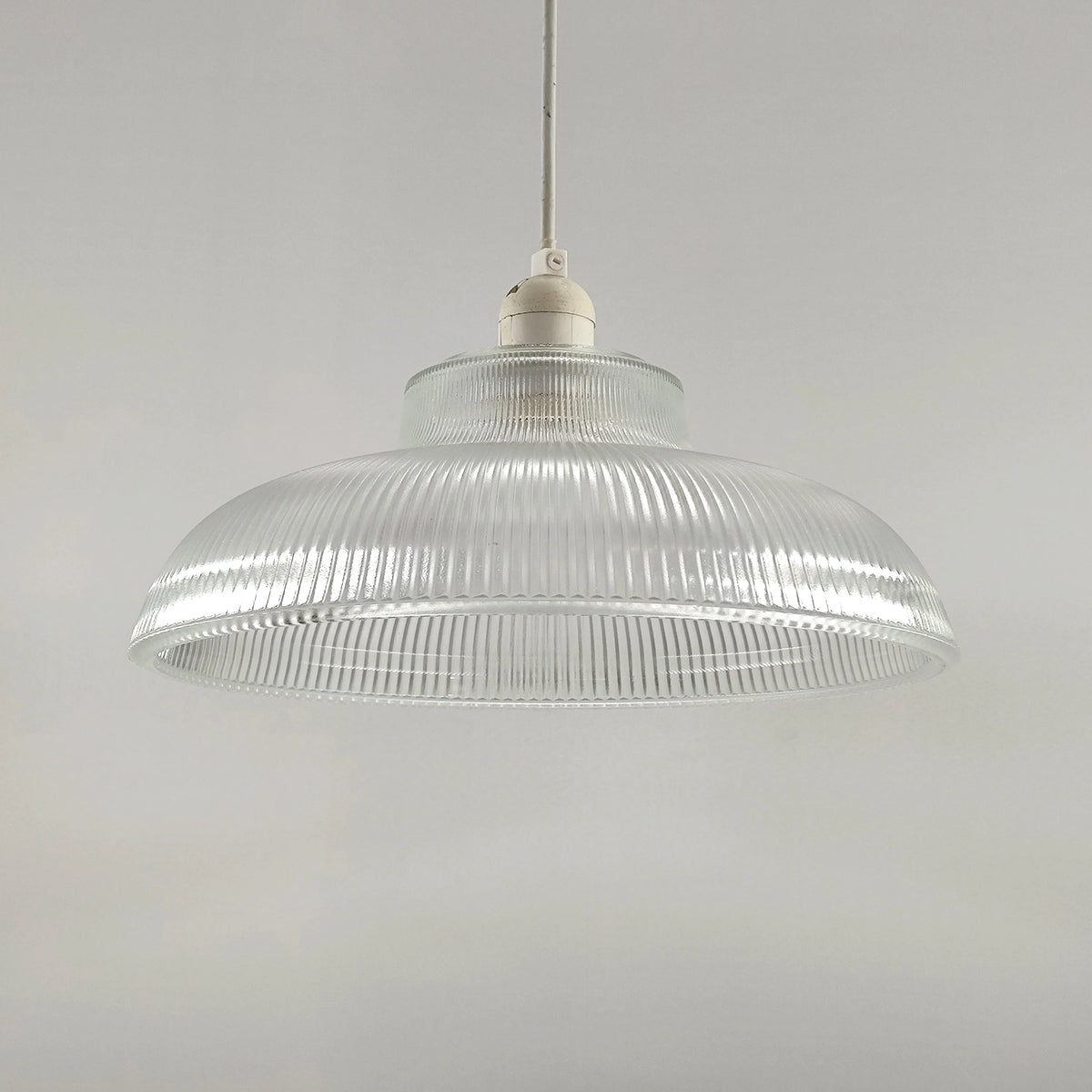 Pendant Light Clear Ribbed Glass Dome